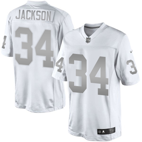 Men's Limited Bo Jackson Nike Jersey White - #34 Platinum NFL Oakland Raiders